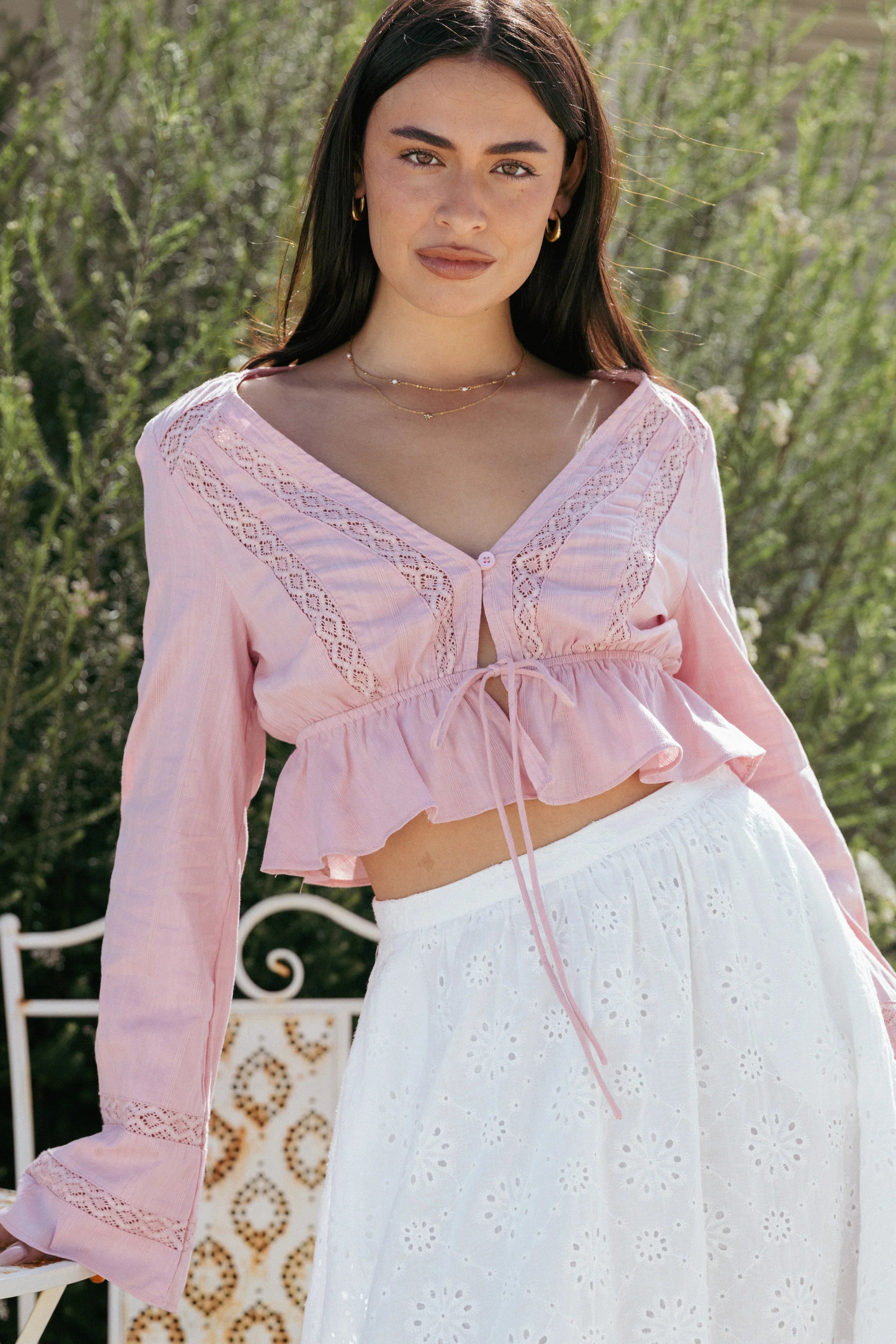 Reed Long Sleeve Top - Pink