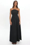 Illianah Frill Bust Asymmetric Hem Maxi Dress Black