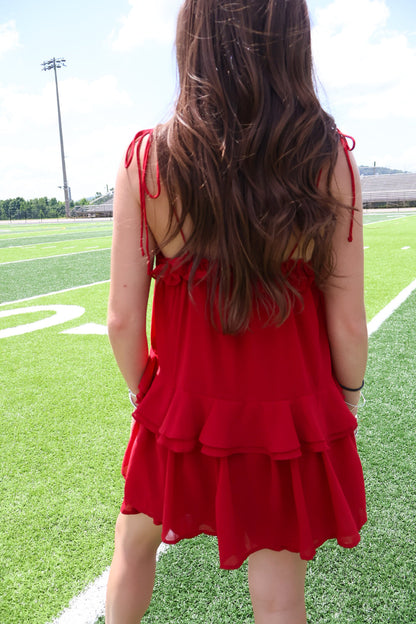 Crimson Tiered Ruffle Romper
