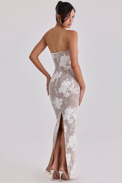 ivory embroidered lace maxi dress - limited edition