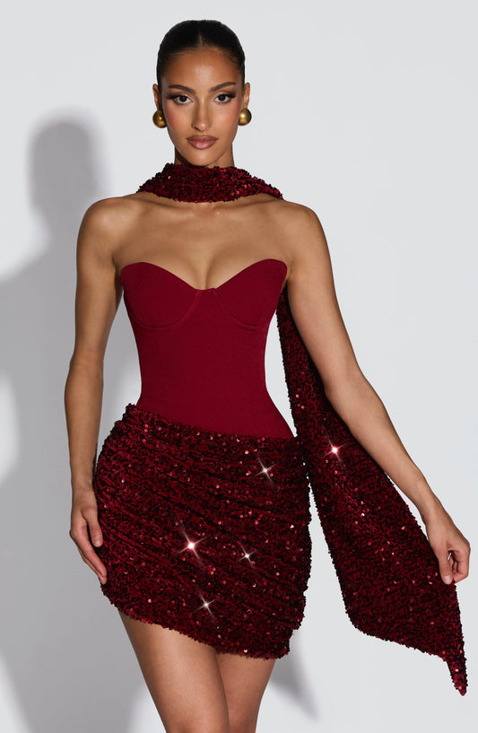 Denise Mini Dress - Wine