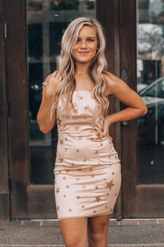 A Star Is Born Mini Dress (Champagne) FINAL SALE