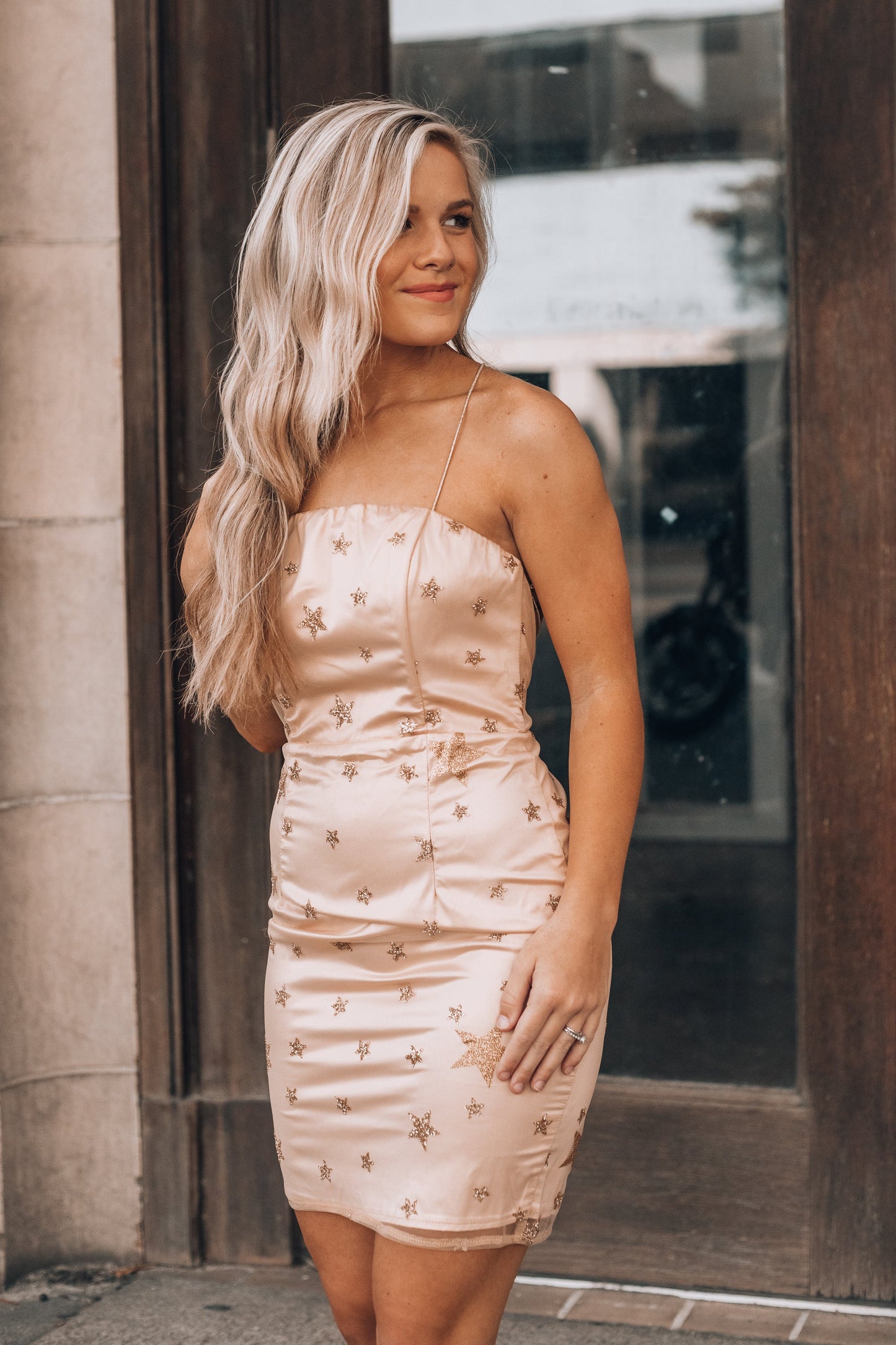 A Star Is Born Mini Dress (Champagne) FINAL SALE