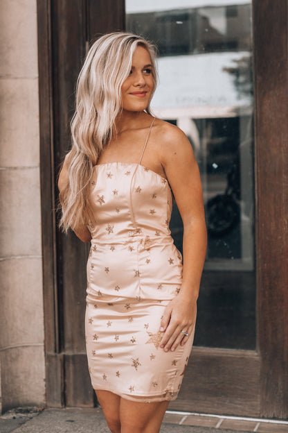 A Star Is Born Mini Dress (Champagne) FINAL SALE