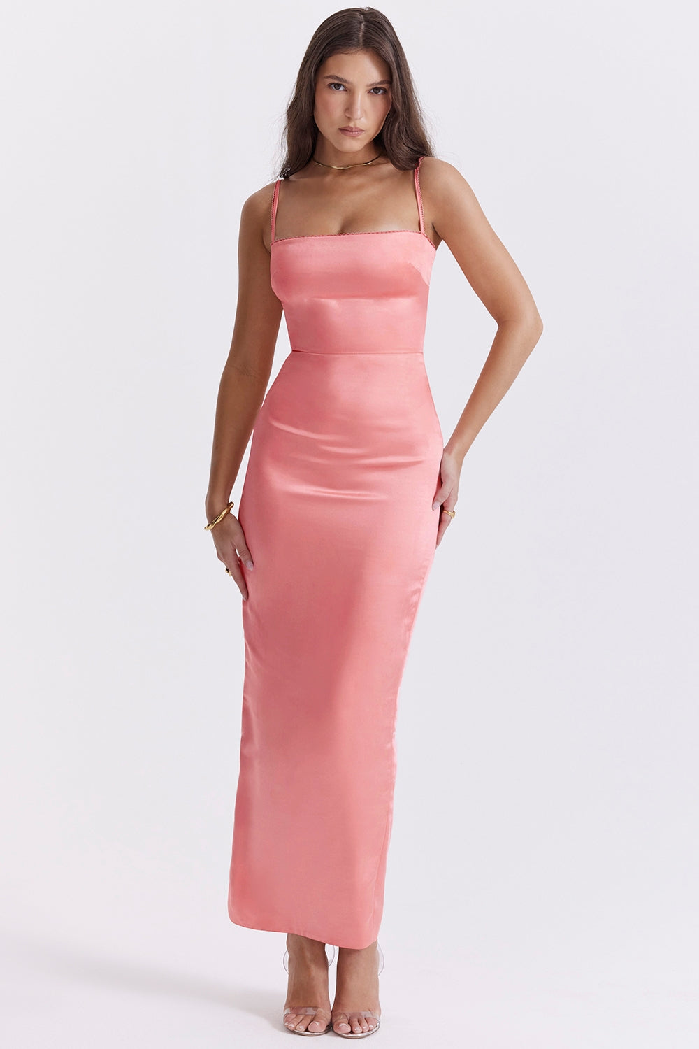 bright peach maxi dress