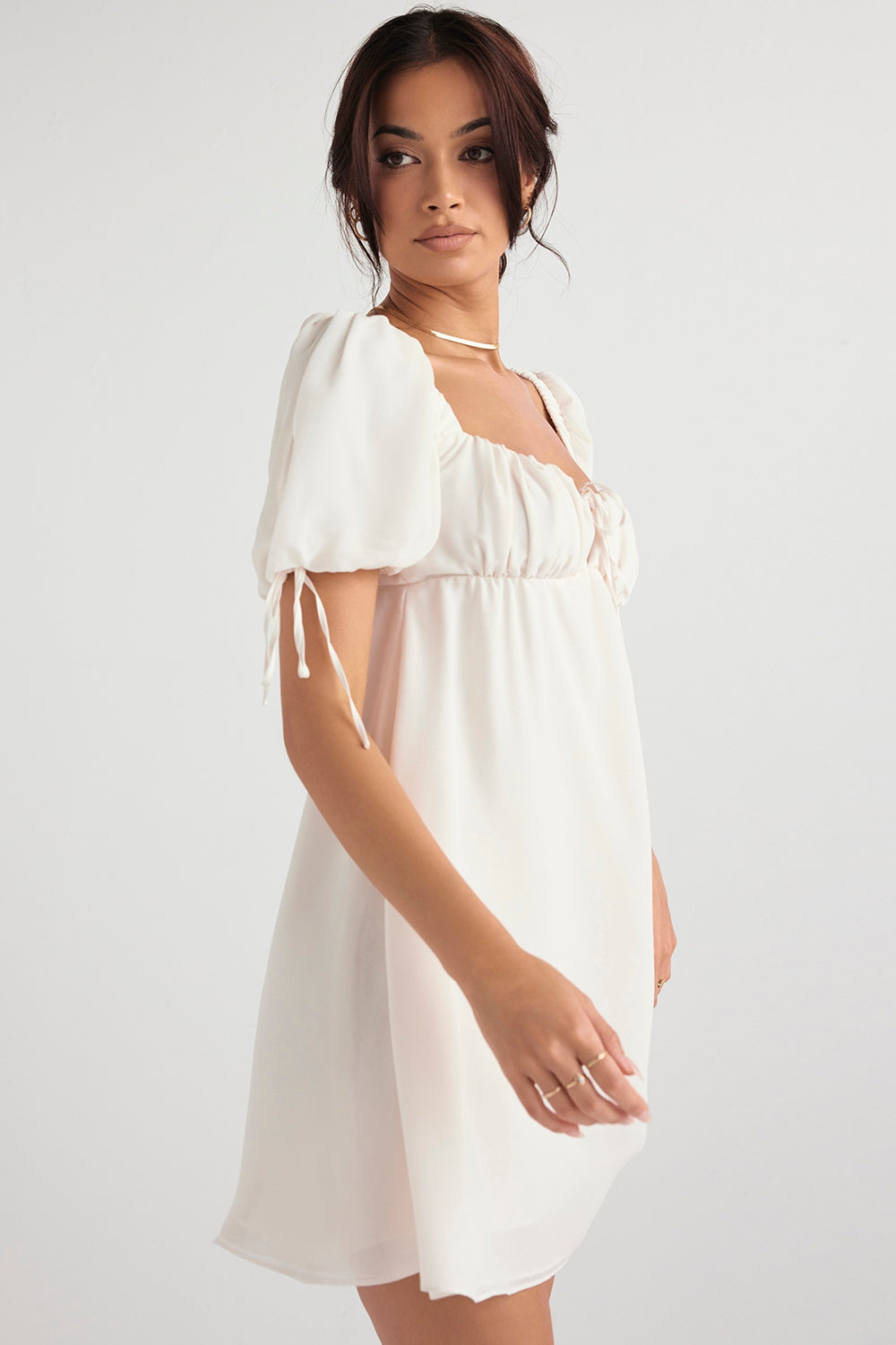 ivory georgette mini dress - sale