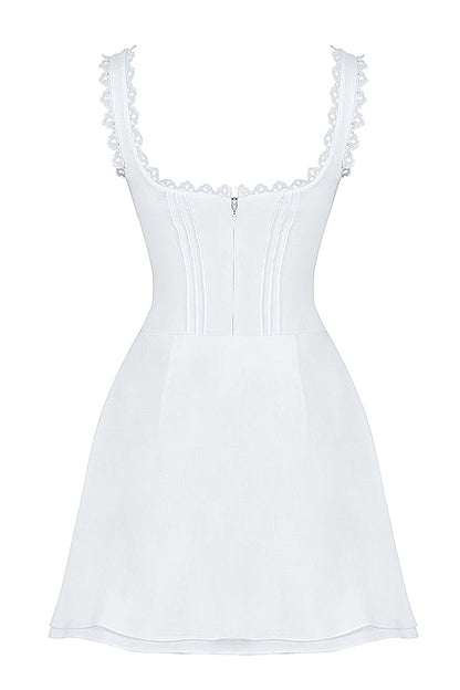 white pin tuck mini dress