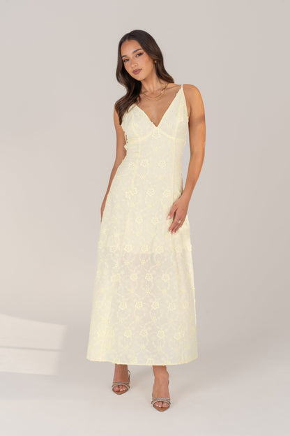 Adelaide White Embroidered Maxi Dress with Tie Back