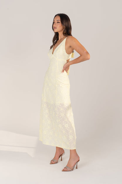 Adelaide White Embroidered Maxi Dress with Tie Back