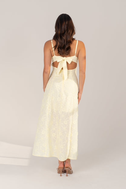 Adelaide White Embroidered Maxi Dress with Tie Back