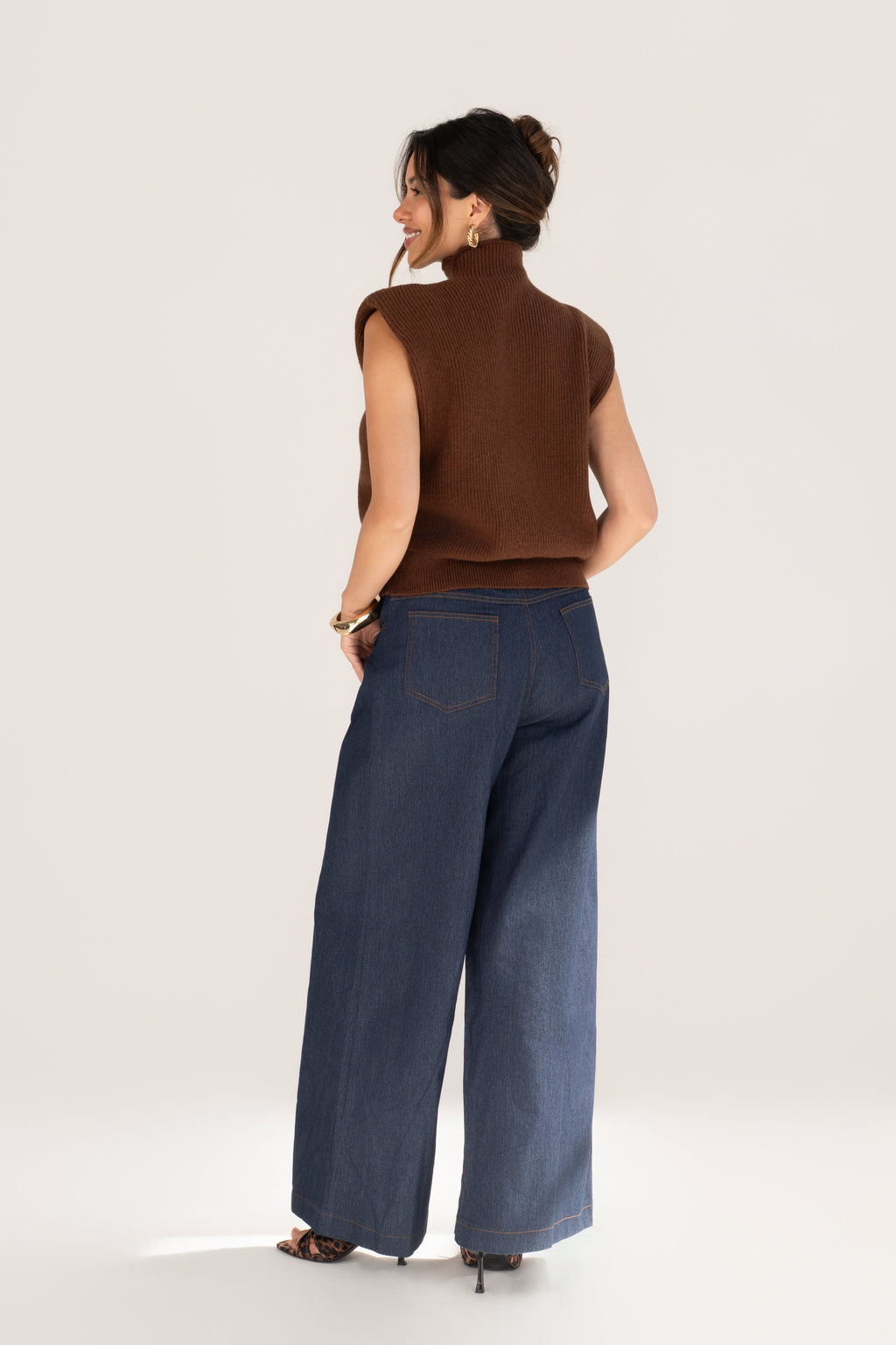 Avery Mock-Neck Ribbed Knit Vest