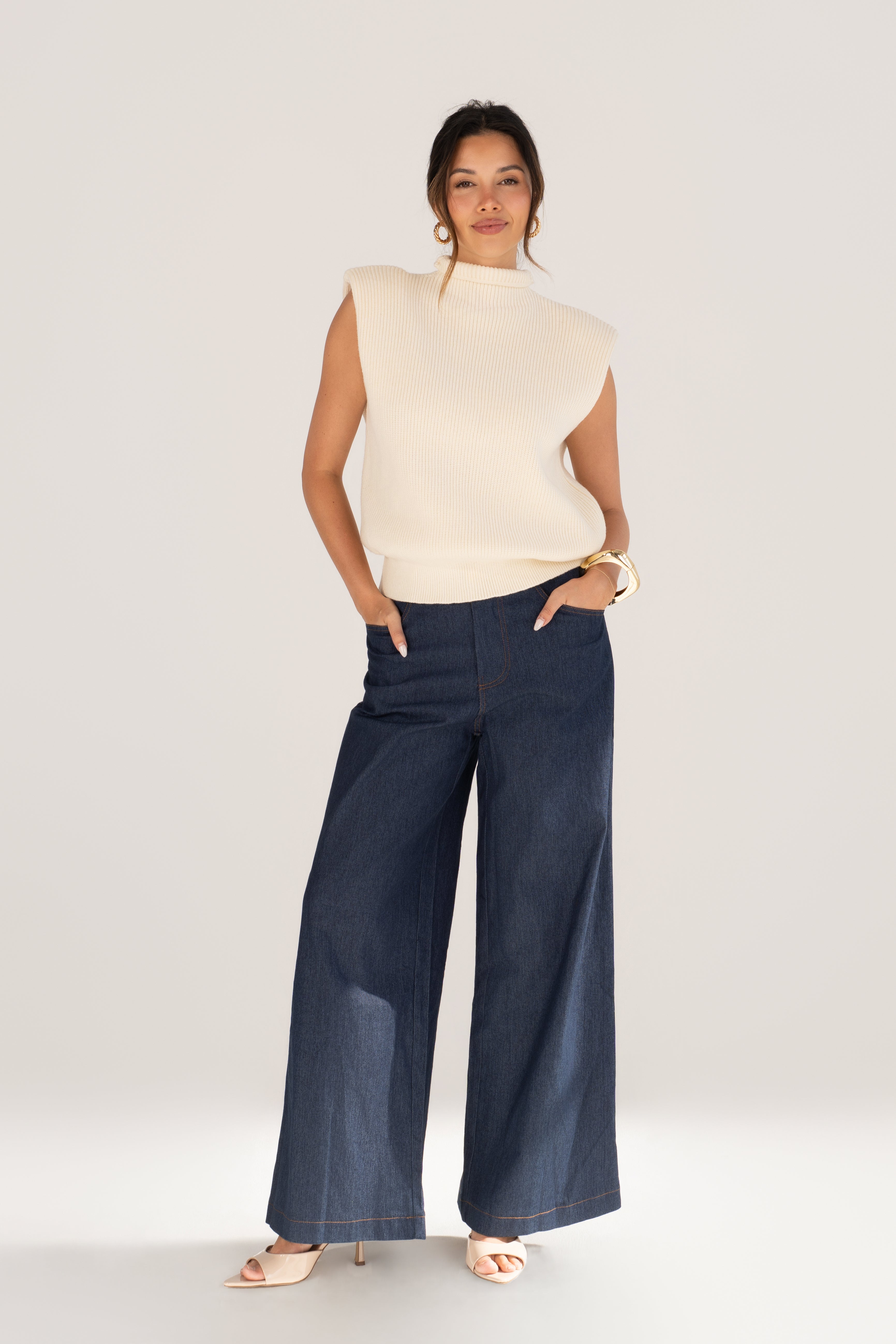 Avery Mock-Neck Ribbed Knit Vest