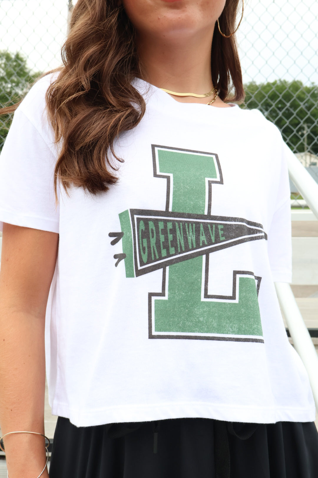 Leeds Greenwave Pennant Mom Crop Tee