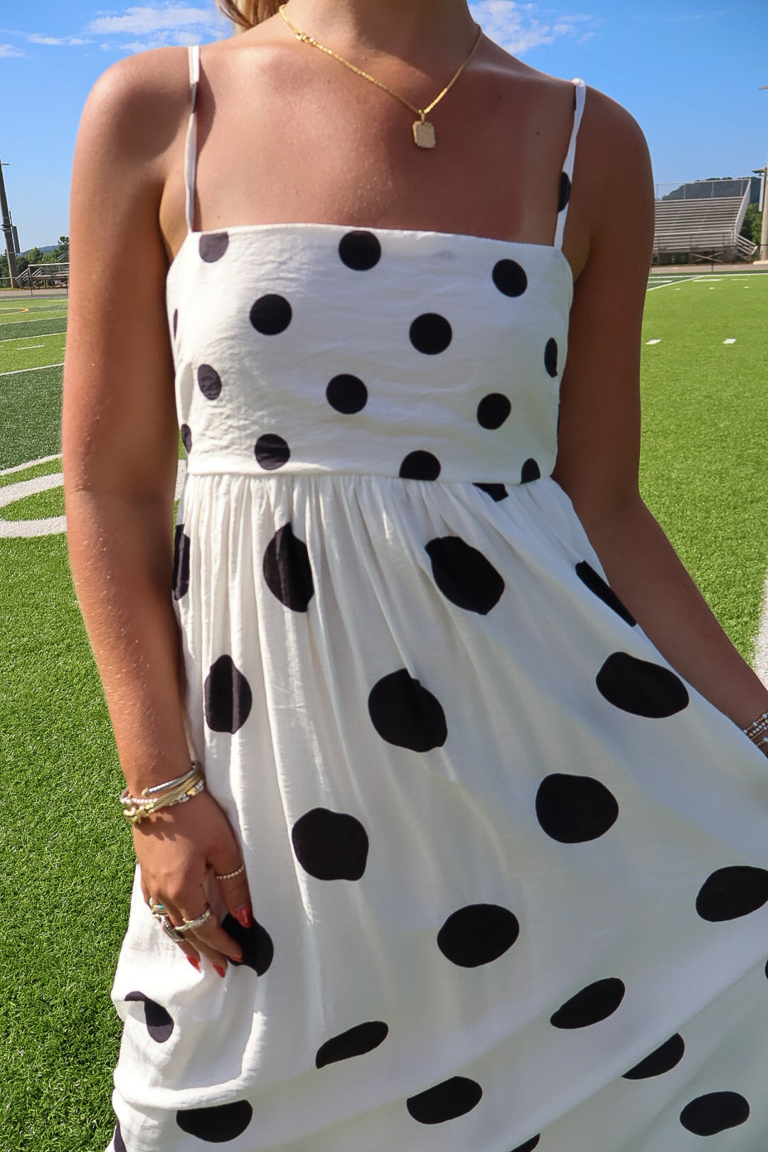 Black and White Polka Dot Midi Dress