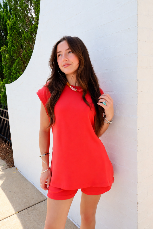 Laguna Casual Shorts Set - Vibrant Brick