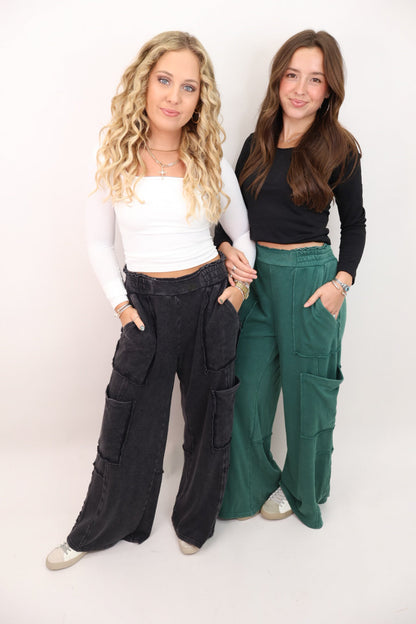 Everyday Wide Leg Lounge Pants - Green