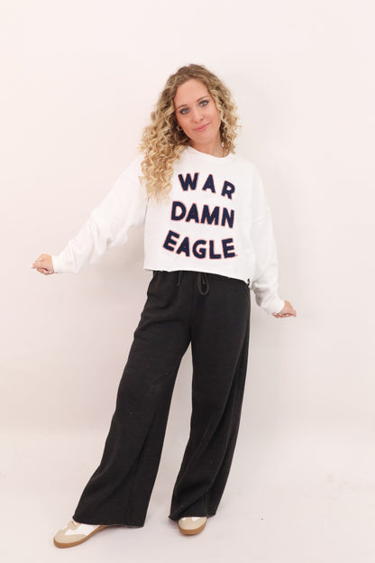 War Damn Eagle Chenille Cropped Sweatshirt