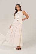 Bethany Set - Vest Top with Gold Buttons & Pleated Maxi Skirt