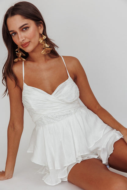 Off White Dream Ruffle Romper