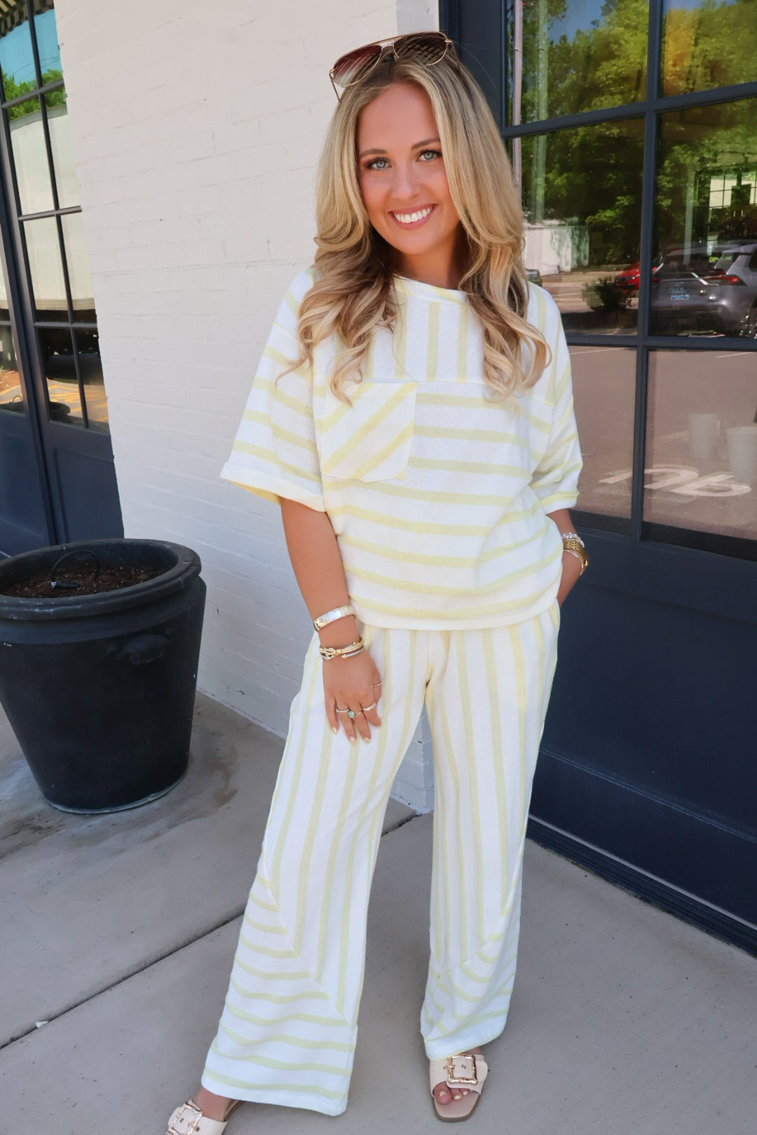 Yellow Stripe Lounge Set