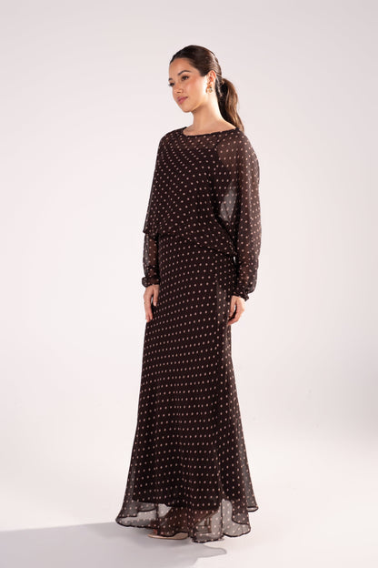Cassia Polka Dot Long Sleeve Maxi Dress