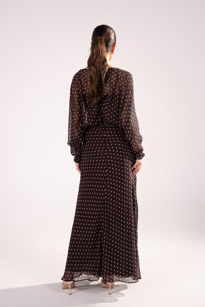 Cassia Polka Dot Long Sleeve Maxi Dress