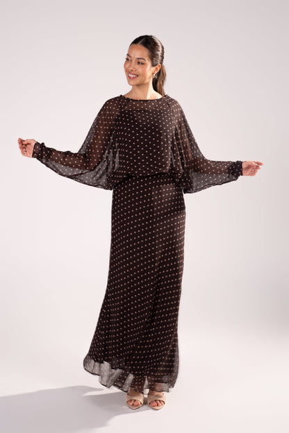 Cassia Polka Dot Long Sleeve Maxi Dress