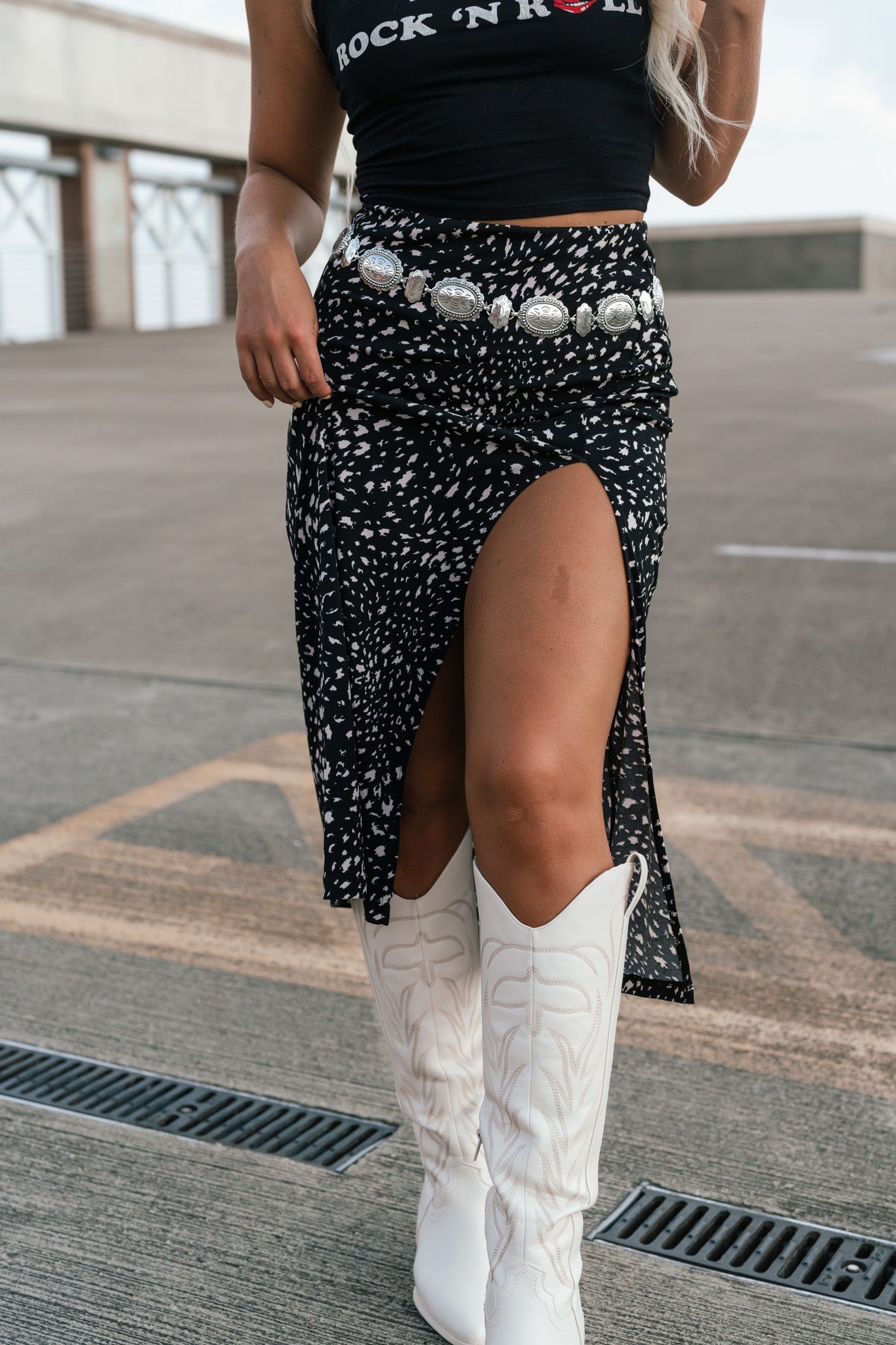Spotty Midi Skirt (Black) FINAL SALE