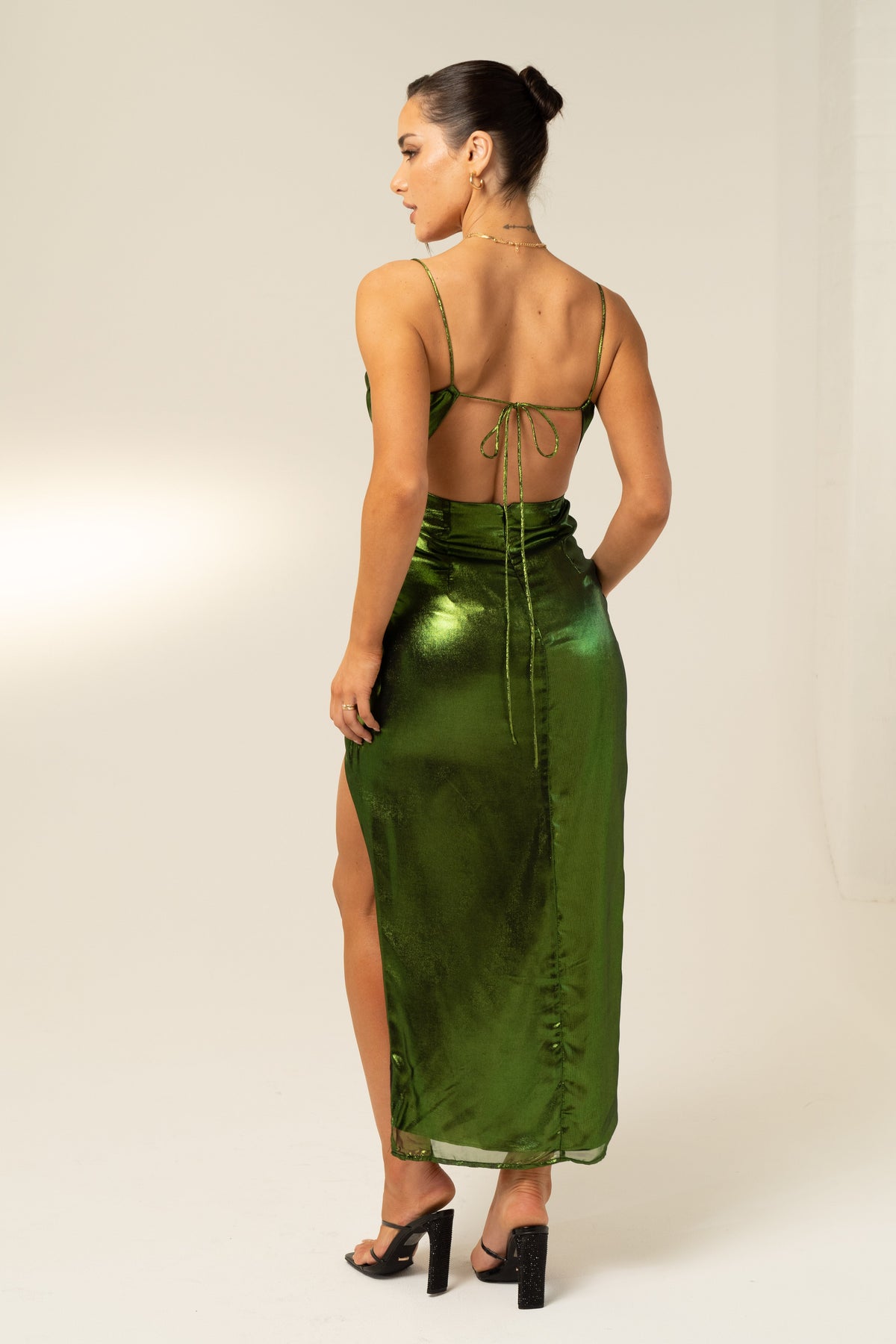 Alexandra Metallic Green Party Dress