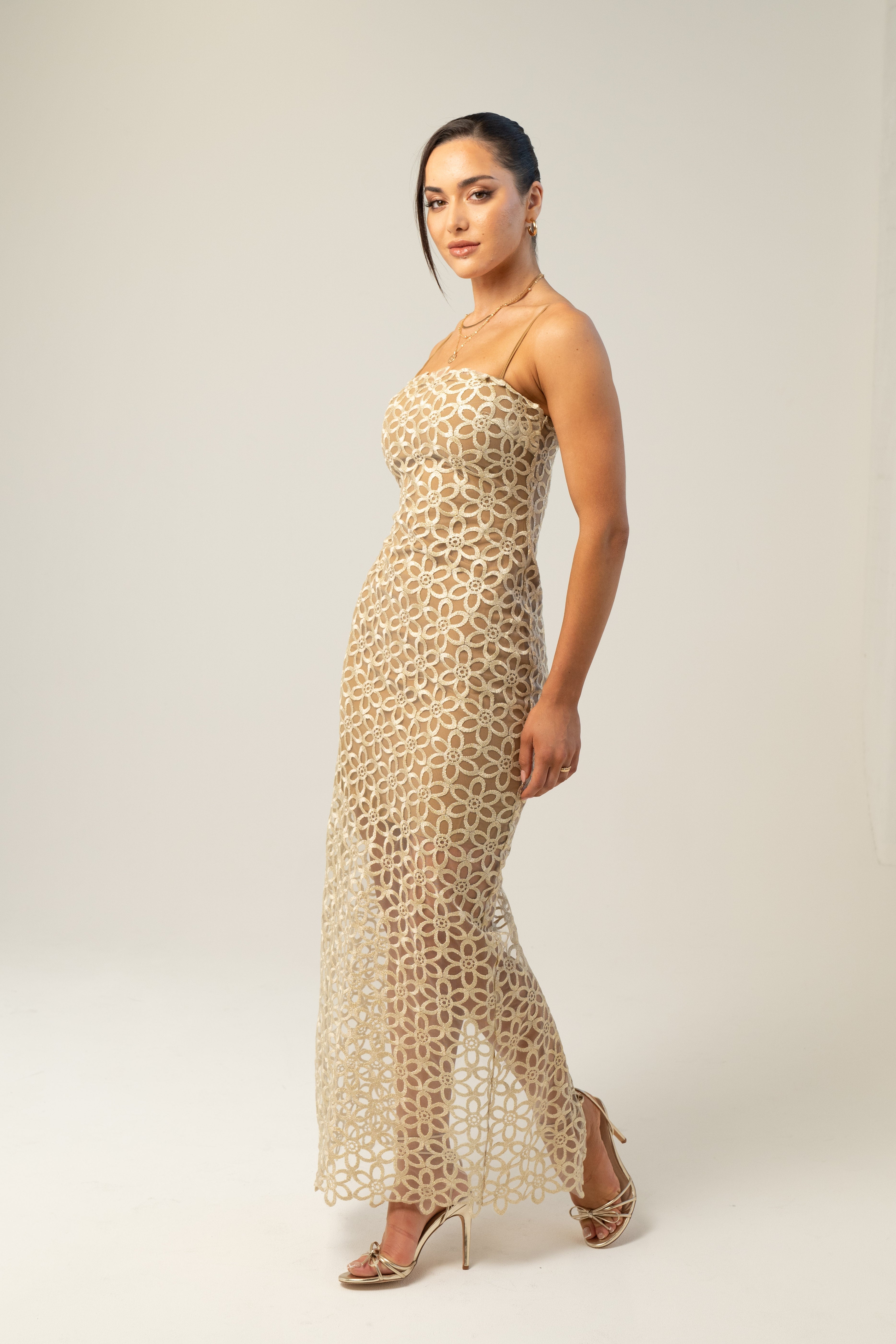 Melina Maxi Dress with Floral Overlay