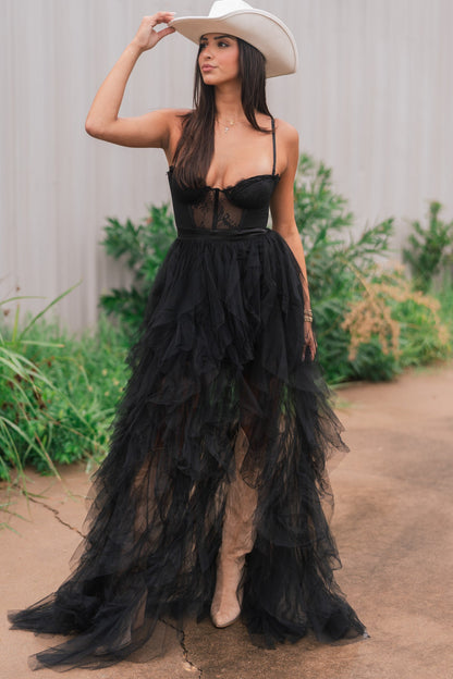 Heavenly Mesh Maxi Gown (Black) [PRE-ORDER]