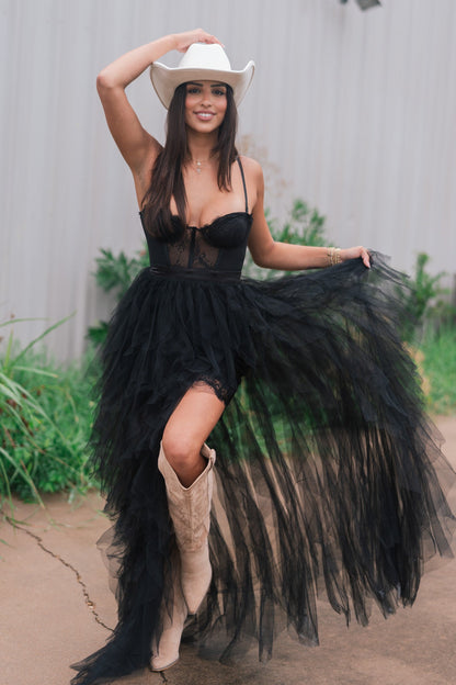 Heavenly Mesh Maxi Gown (Black) [PRE-ORDER]