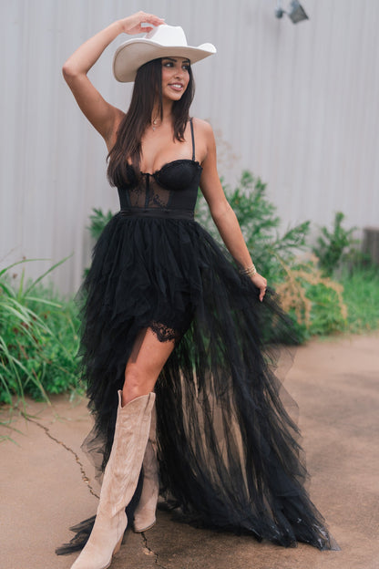 Heavenly Mesh Maxi Gown (Black) [PRE-ORDER]