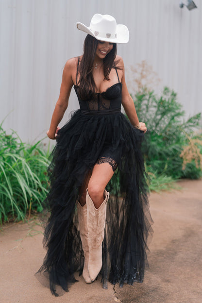 Heavenly Mesh Maxi Gown (Black) [PRE-ORDER]