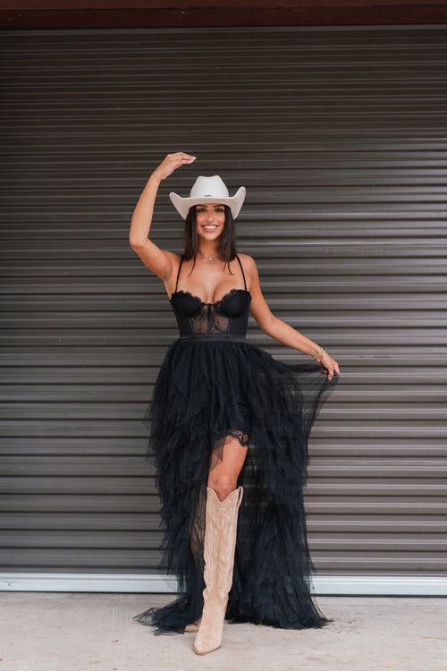 Heavenly Mesh Maxi Gown (Black) [PRE-ORDER]