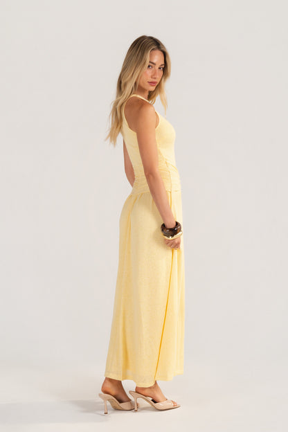 Davina Knit Yellow High-Neck Halter Dress