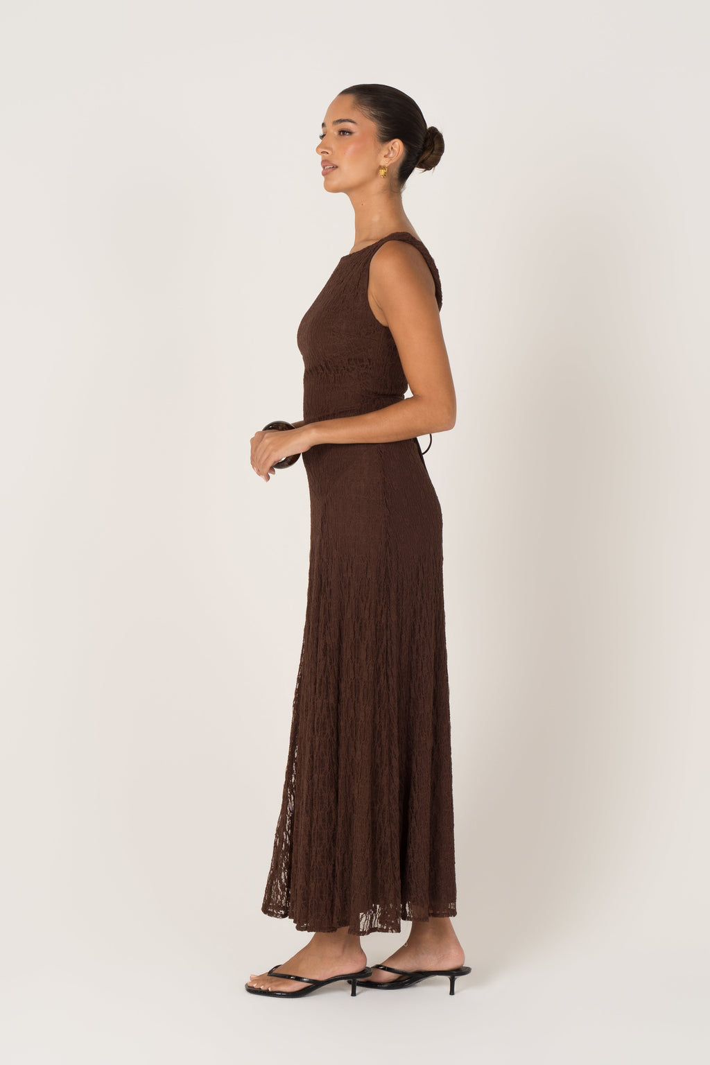 Delia Lace Yellow Maxi Dress with Twist Details