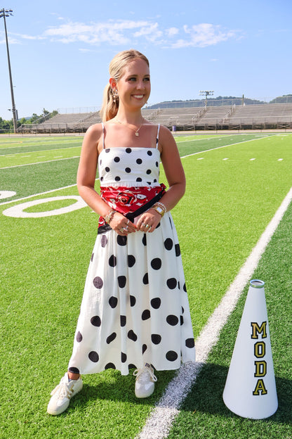 Black and White Polka Dot Midi Dress