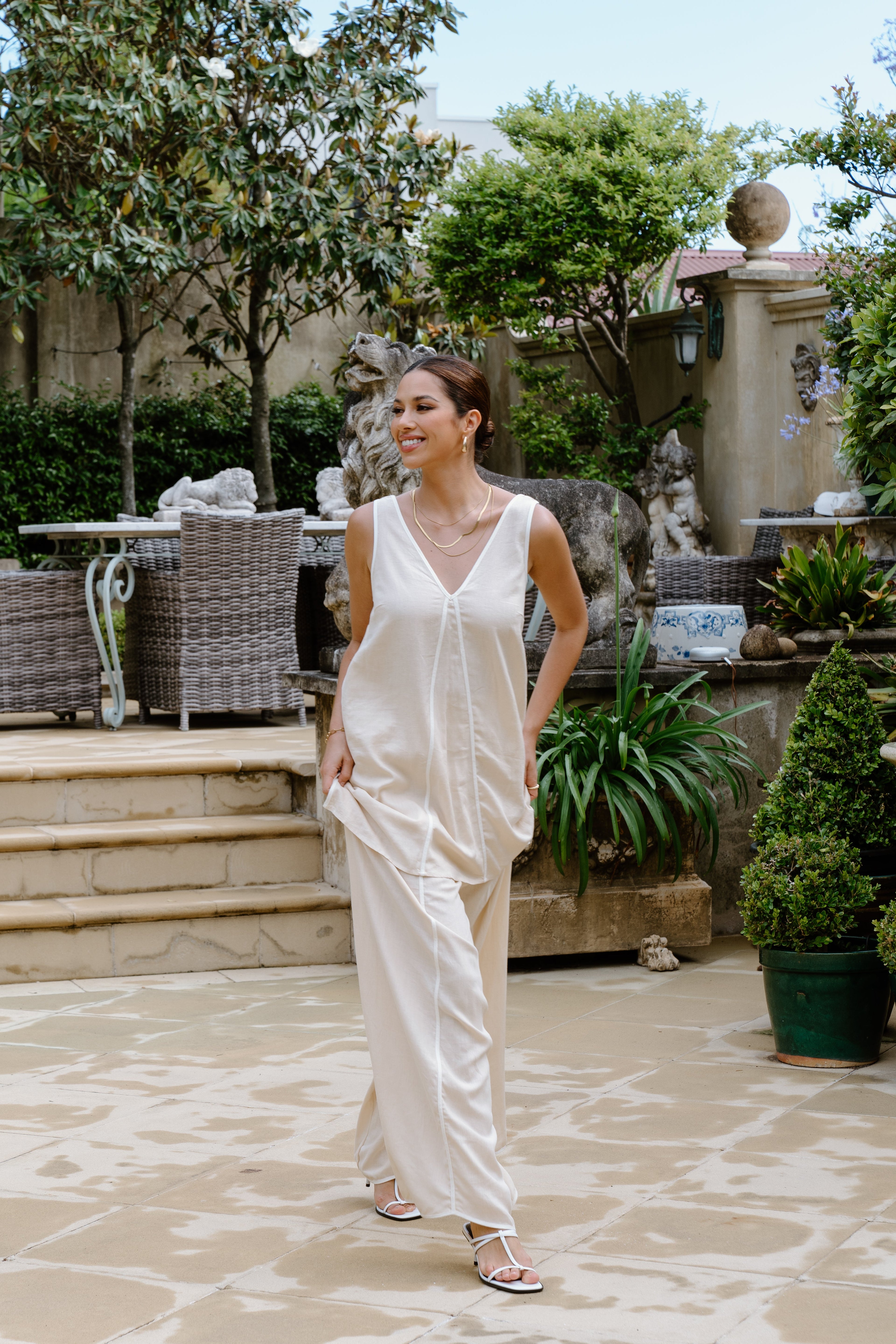 Evelina Linen Top and Pant Set