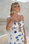Marina Ocean Print Two Piece Top & Mini Skirt Set