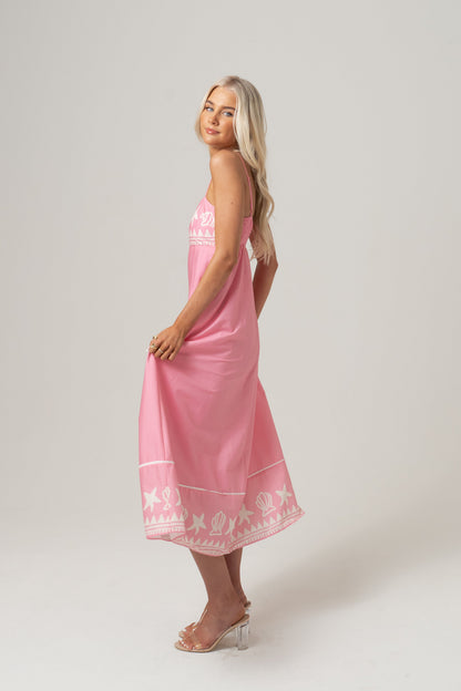 Delphine Pink Maxi Dress with Shell Print