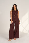 Eleanora Top & Pant Set with Gold Seashell Buttons