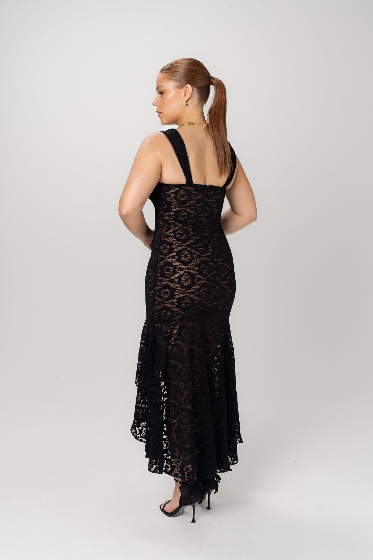 Elle Black Lace Midi Dress