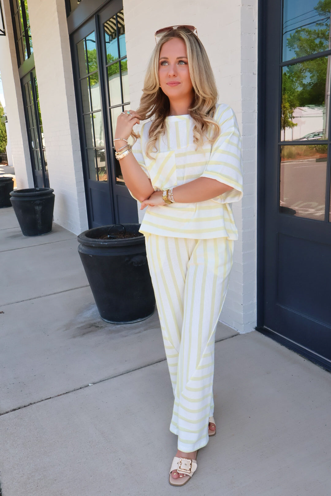 Yellow Stripe Lounge Set