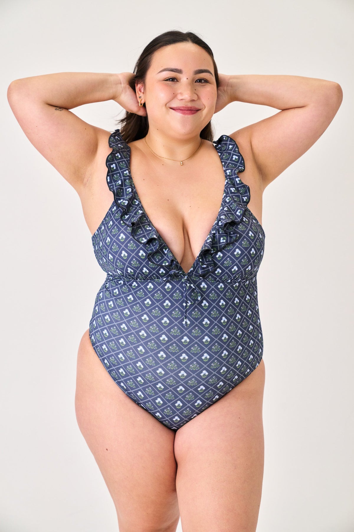 Savannah V Neck Ruffle One Piece