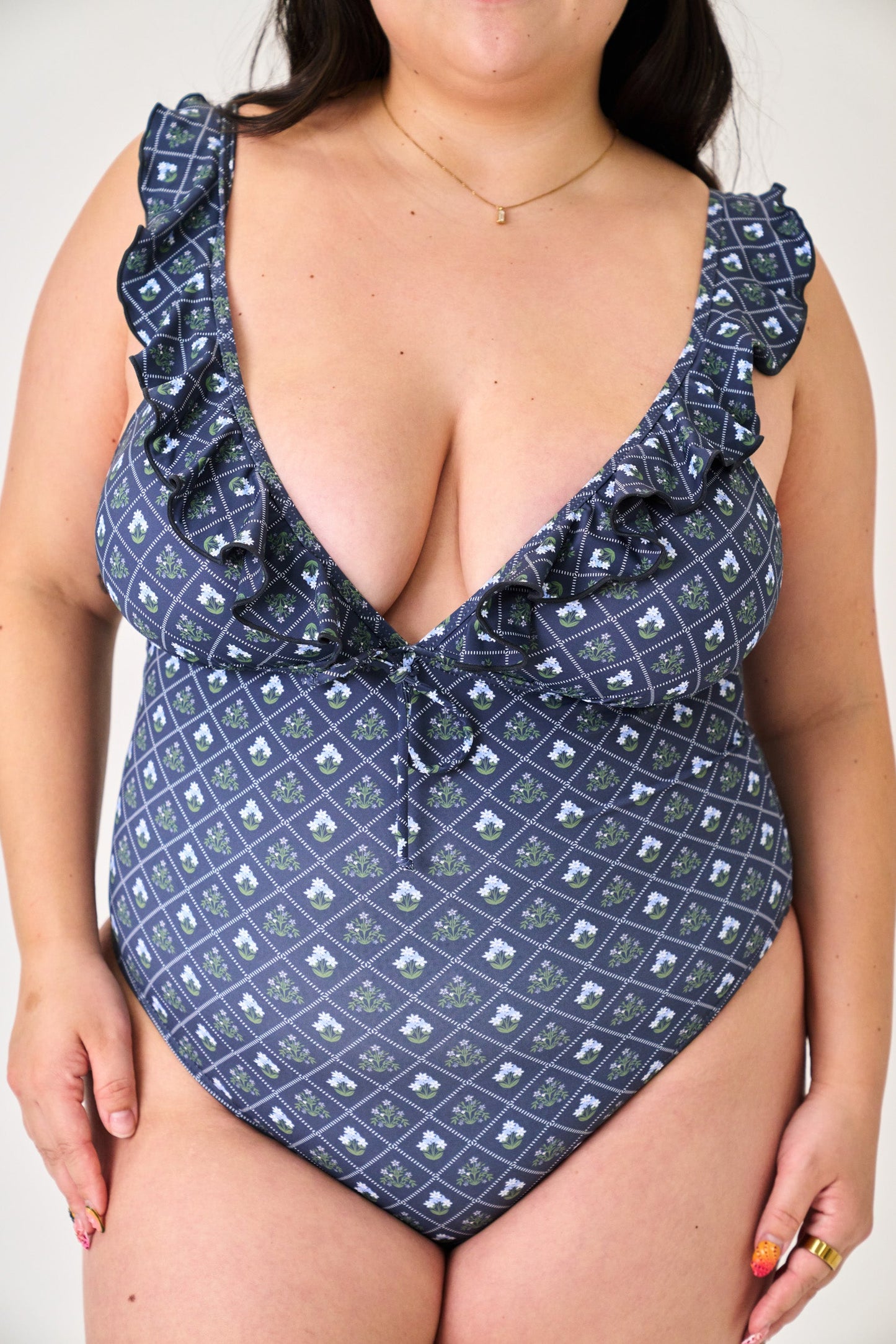 Savannah V Neck Ruffle One Piece