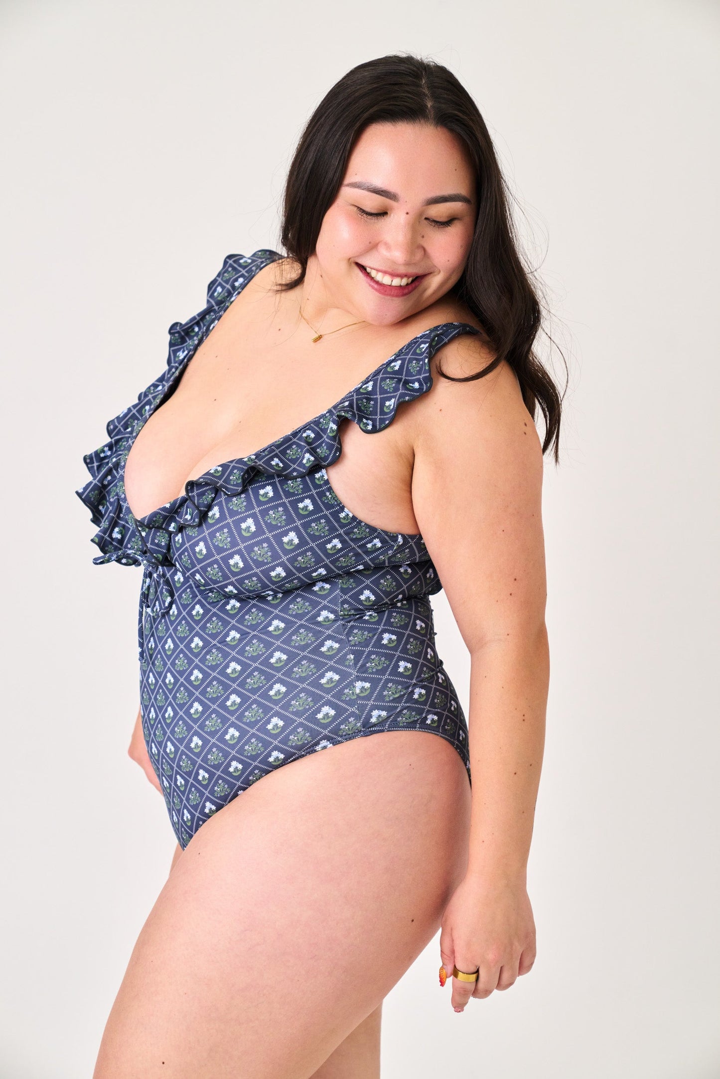 Savannah V Neck Ruffle One Piece