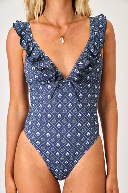Savannah V Neck Ruffle One Piece