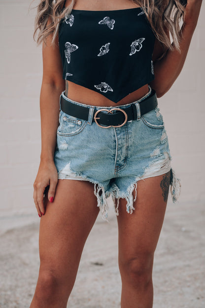 Wait A Minute Denim Shorts (Light Wash) FINAL SALE