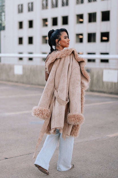 Dakota Mid Length Fur Belted Coat